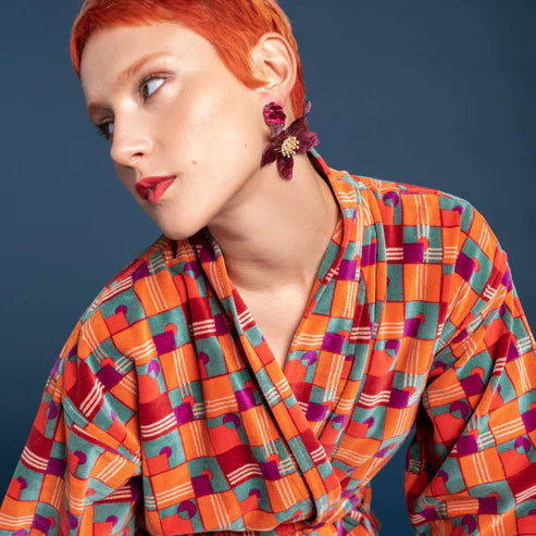 aberdeen printed soft velvet robe