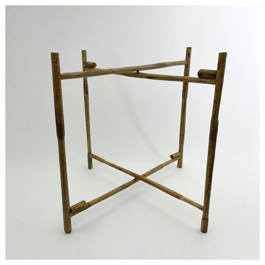 Bamboo table stand shown without trays.