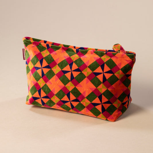 Mosaik Orange Velvet Washbag