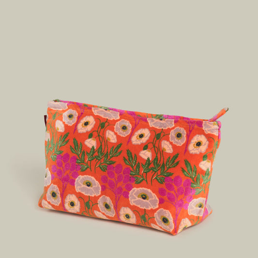 Poppy Orange Velvet Washbag