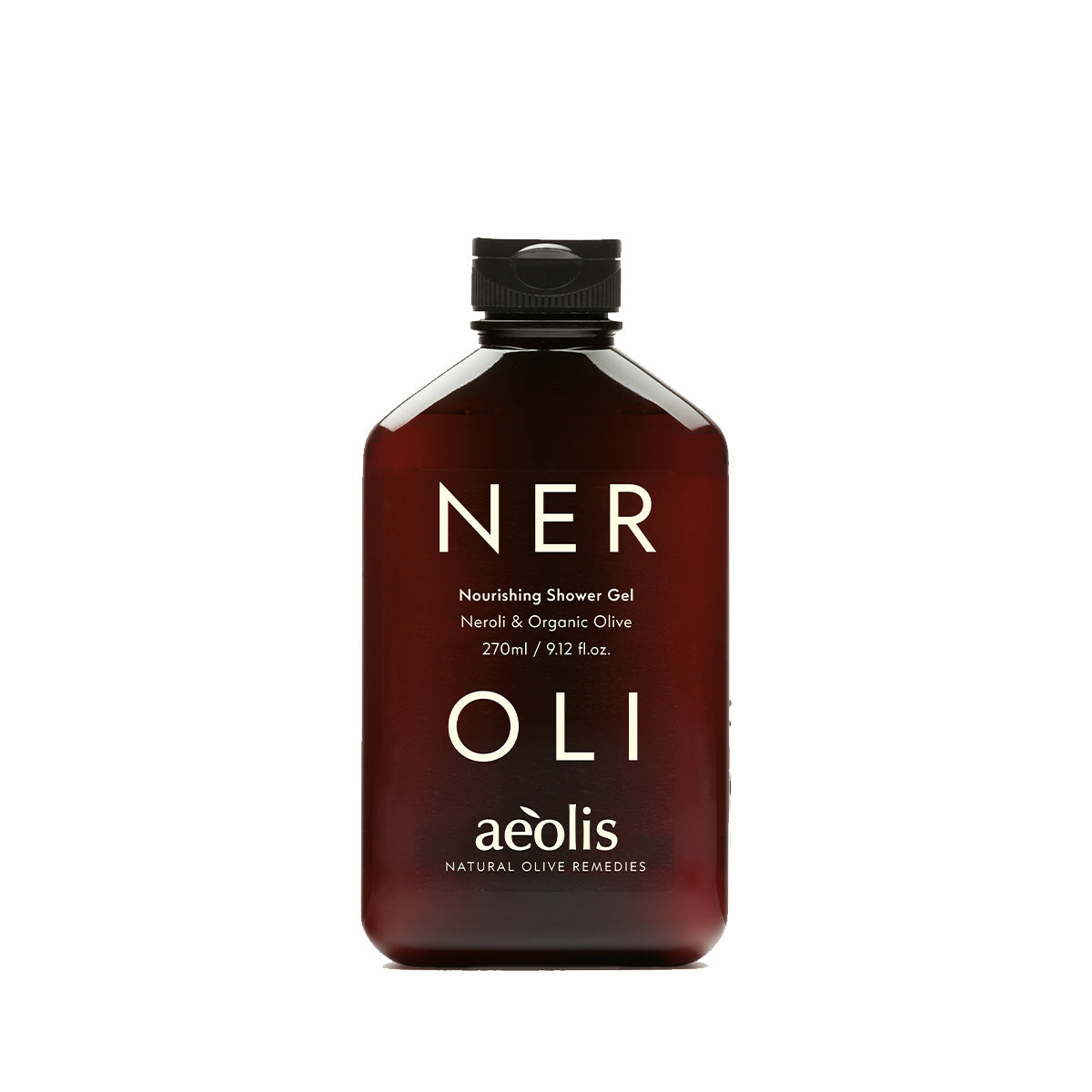 Bottle of aeolis Nourishing Shower Gel on a white background