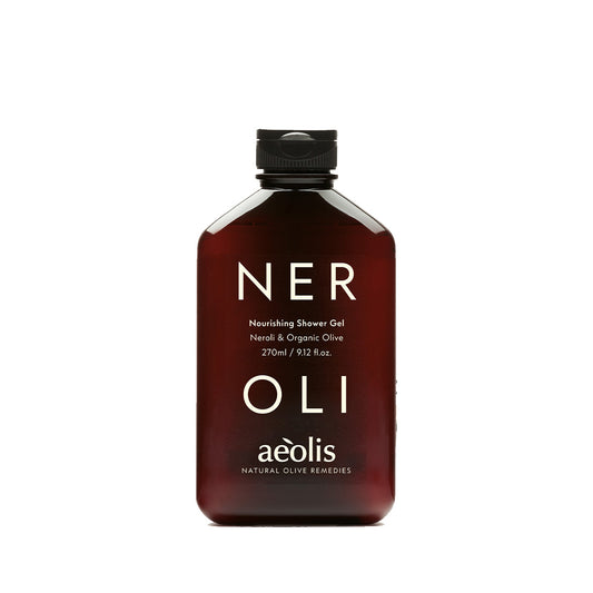 Bottle of aeolis Nourishing Shower Gel on a white background