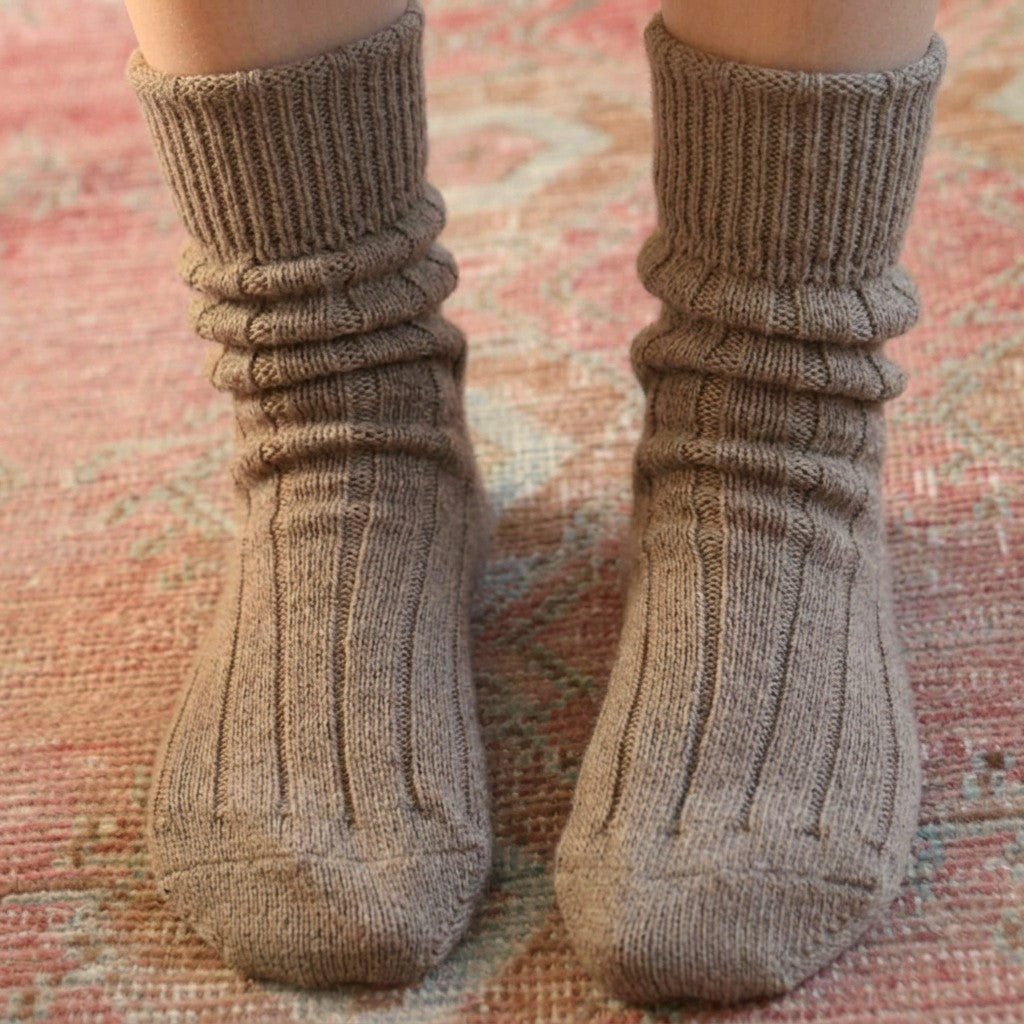 Fawn Alpaca Bed Socks Size 4-8
