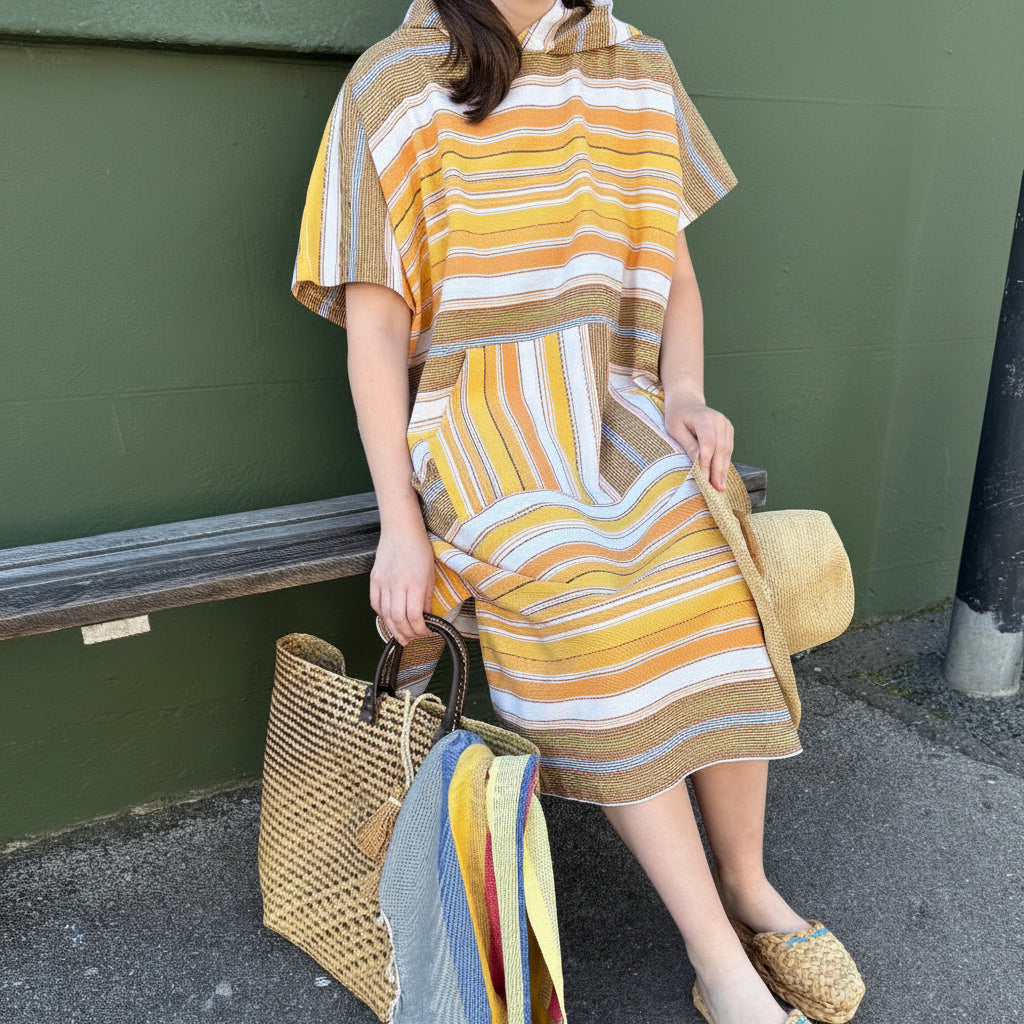 Biarritz striped yellow beach robe