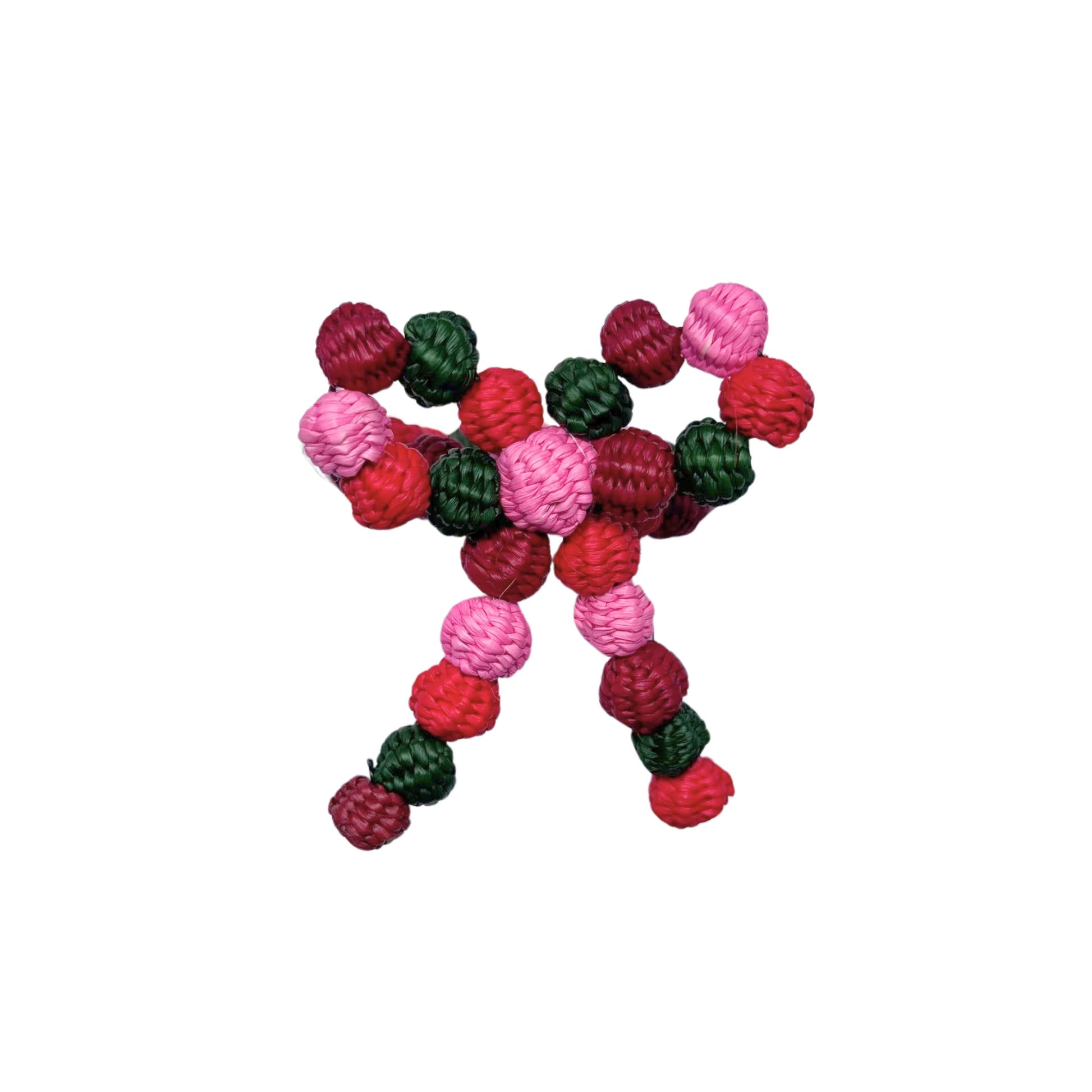 Red, pink and green christmas bow hand-made napkin ring.