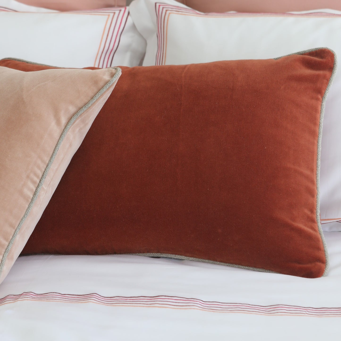 Brick velvet oblong cushion