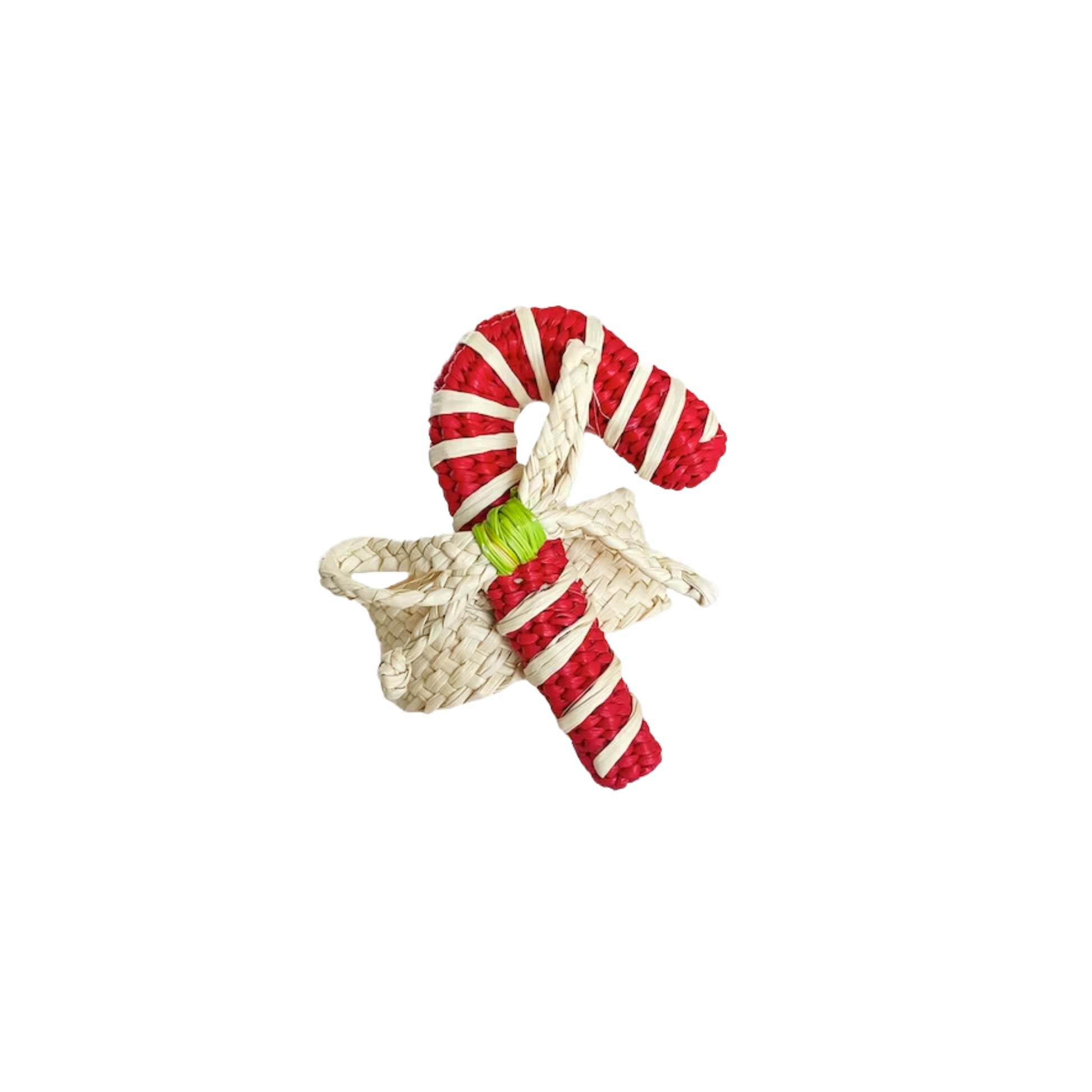 Hand-made red and white candy cane napkin ring.