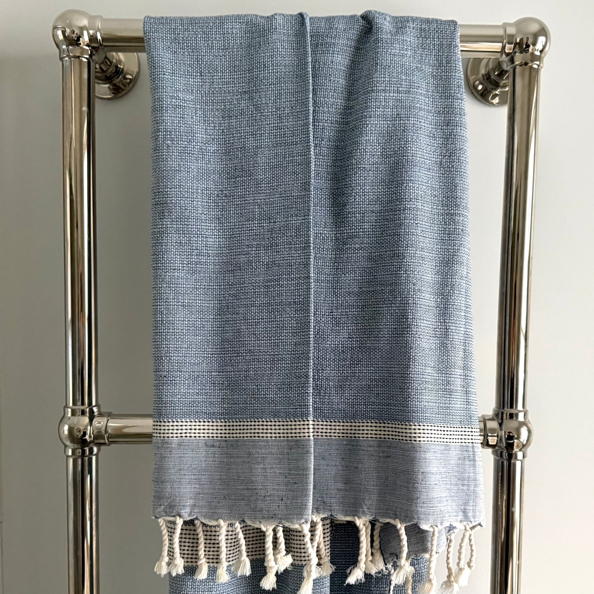 cassis blue navy honeyomb towel