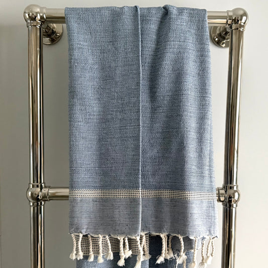 cassis blue navy honeyomb towel