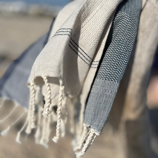 Natural Linen Fringed Cotton Fouta