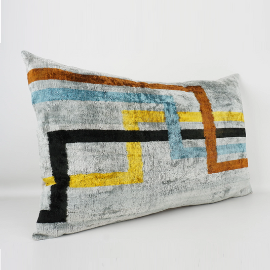 Intertwined lines silk velvet lumber cushion