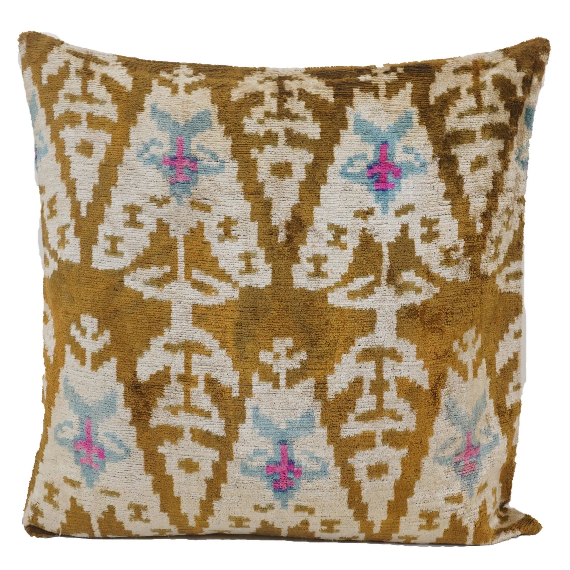 Kelim silk velvet large square cushion.