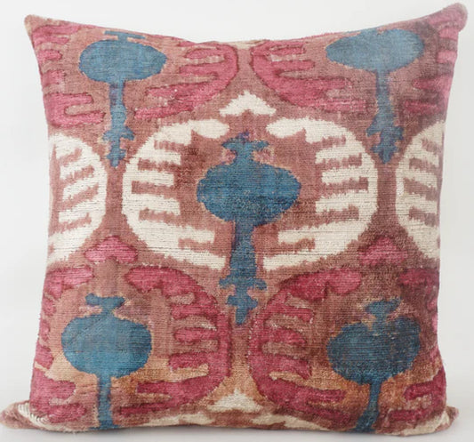 Pomegranate Silk Velvet Square Cushion