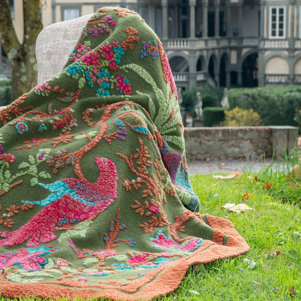 Bird of paradise boiled wool throw by frati