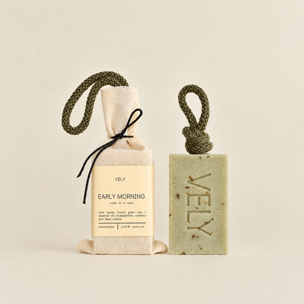 arly Morning soap on a rope