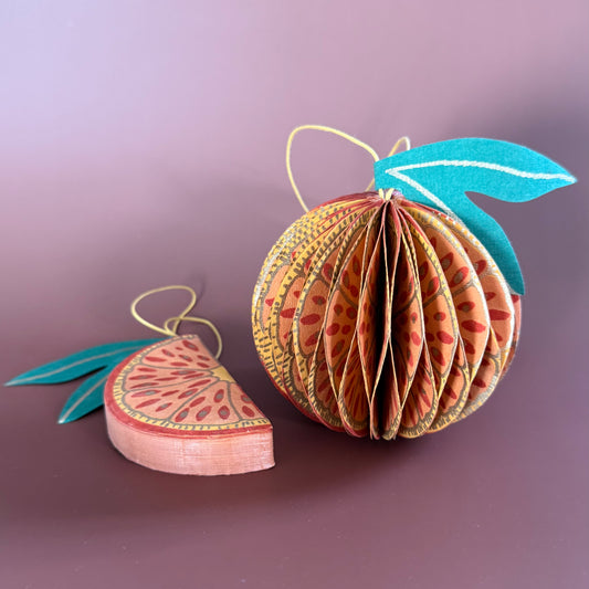 Orange Hexagon Paper Ornament