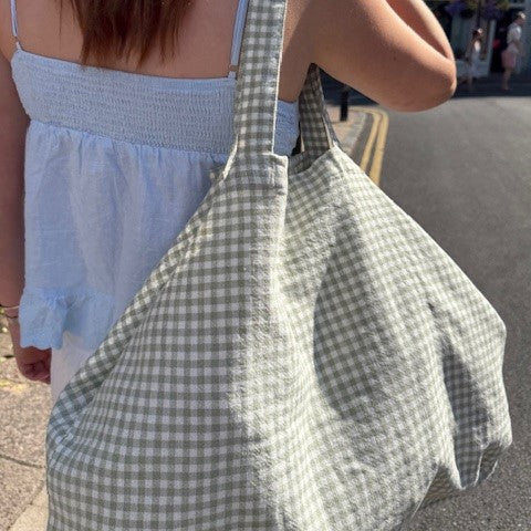 Gingham Linen Market Bags