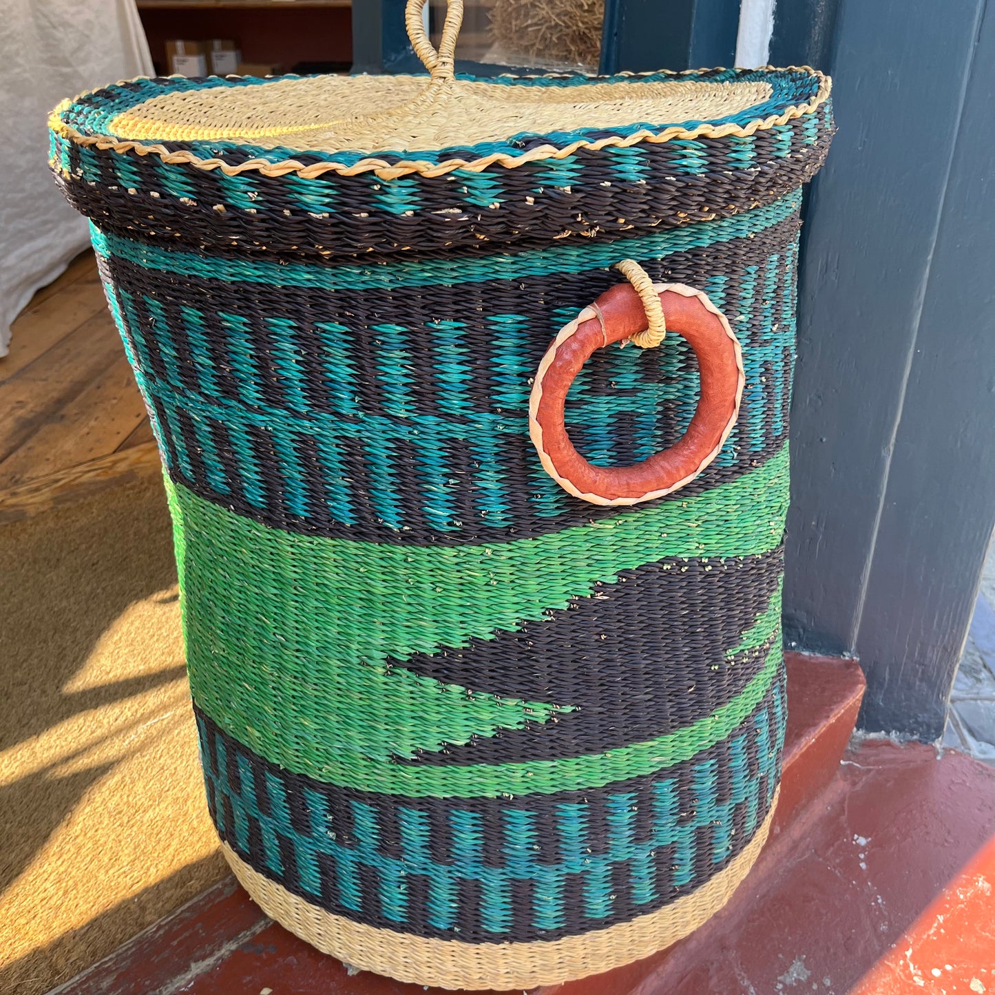 Coloured Linen Basket with Lid