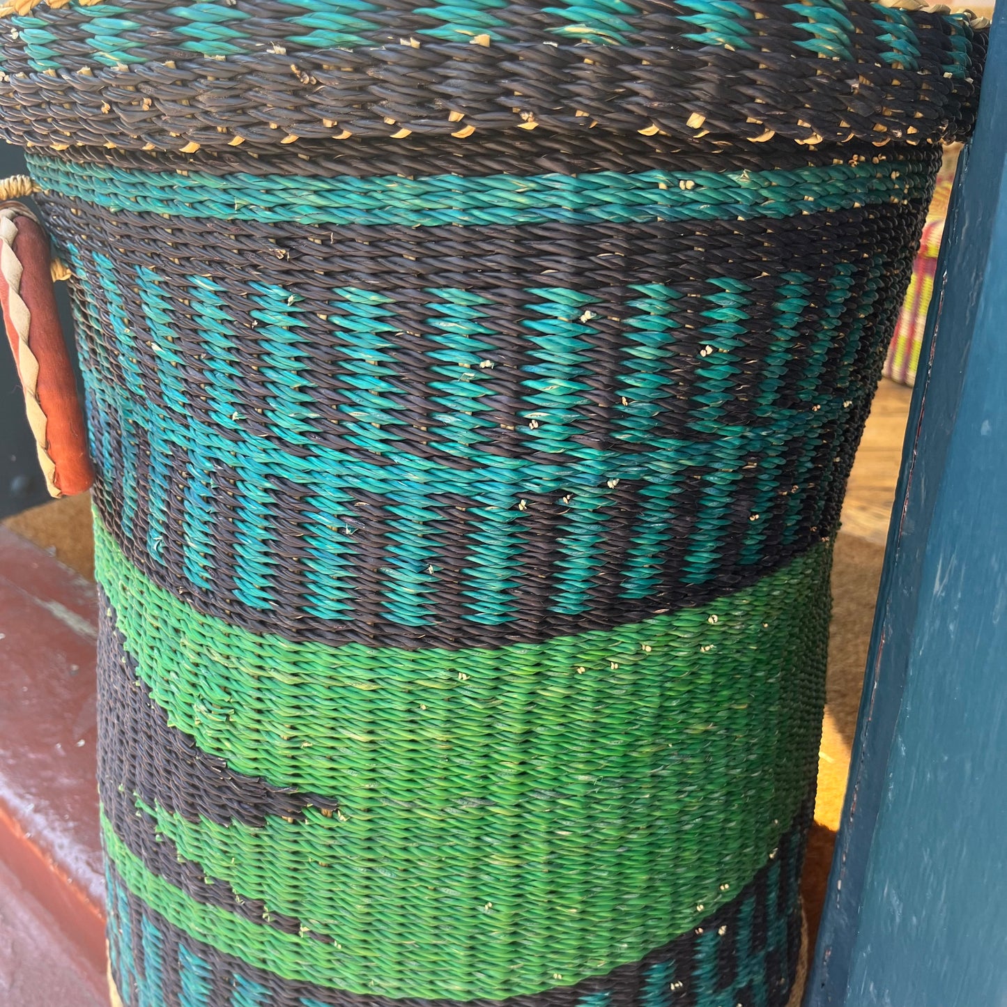 Coloured Linen Basket with Lid