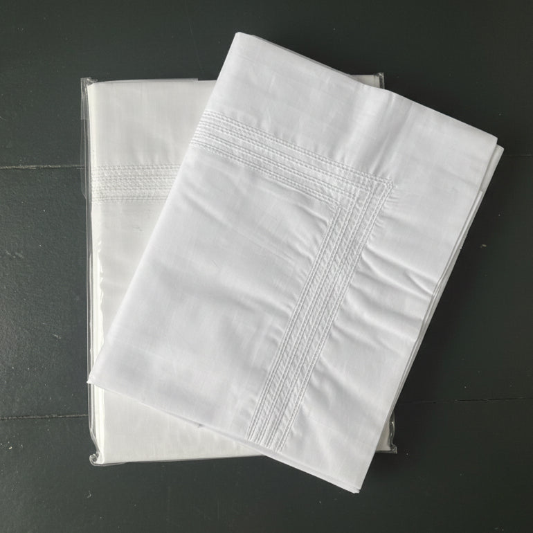 White royale row hemstitched king pillowcase.