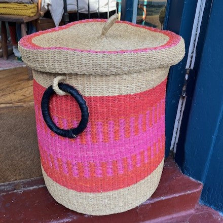 Coloured Lidded Laundry Basket