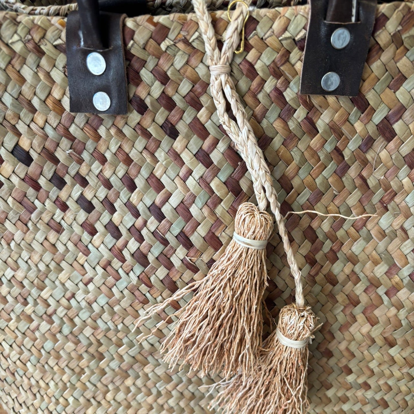 Palm Basket with vetiver tassels