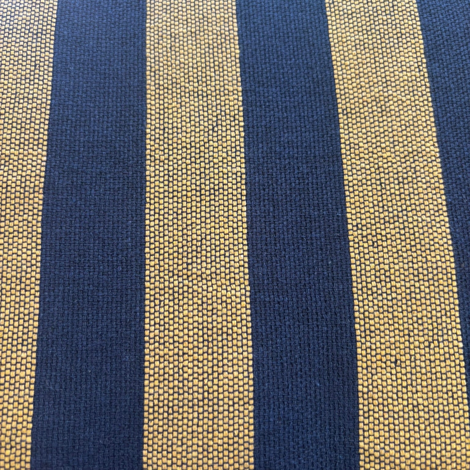 Navy and yellow striped towelling