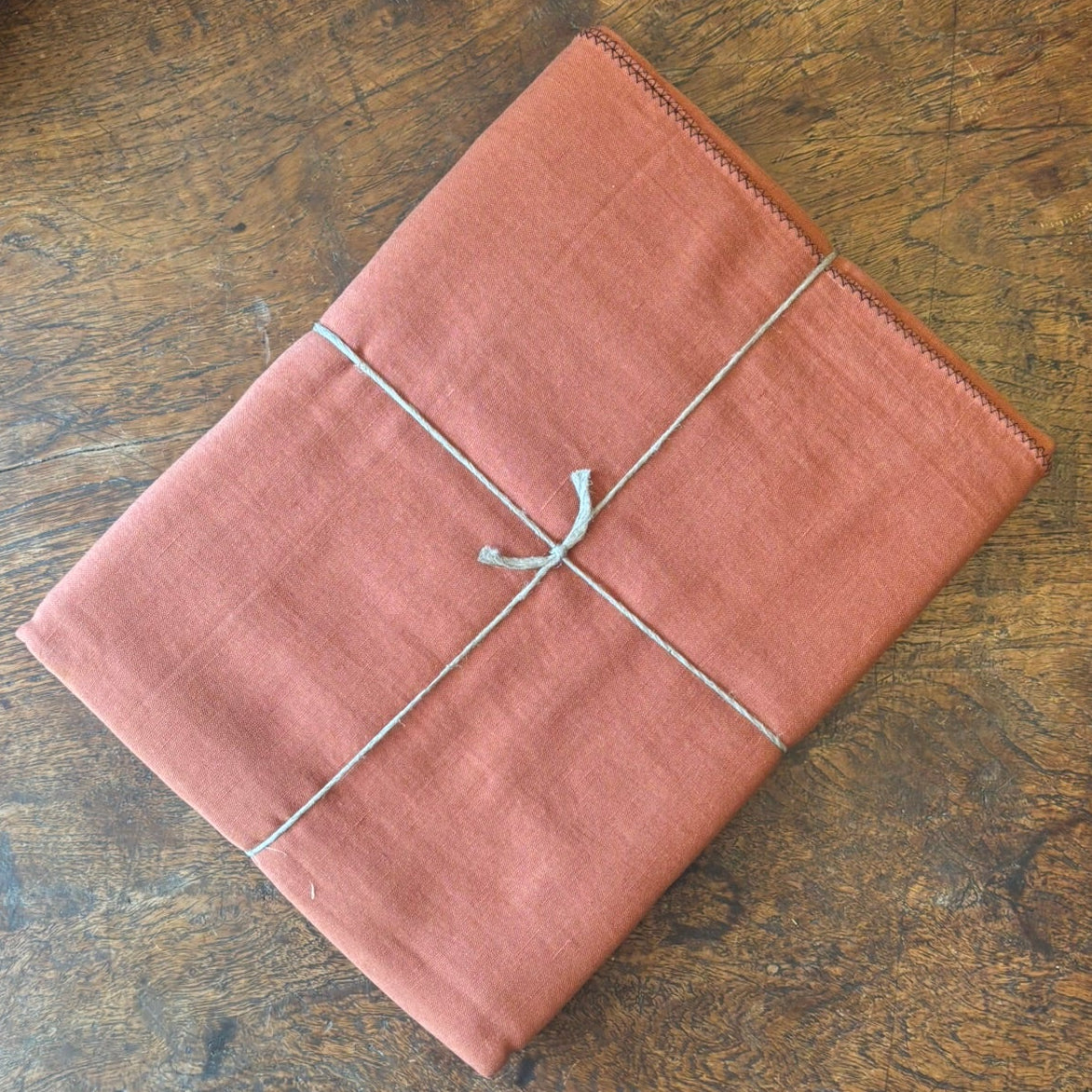 terracotta linen and cotton tablecloth