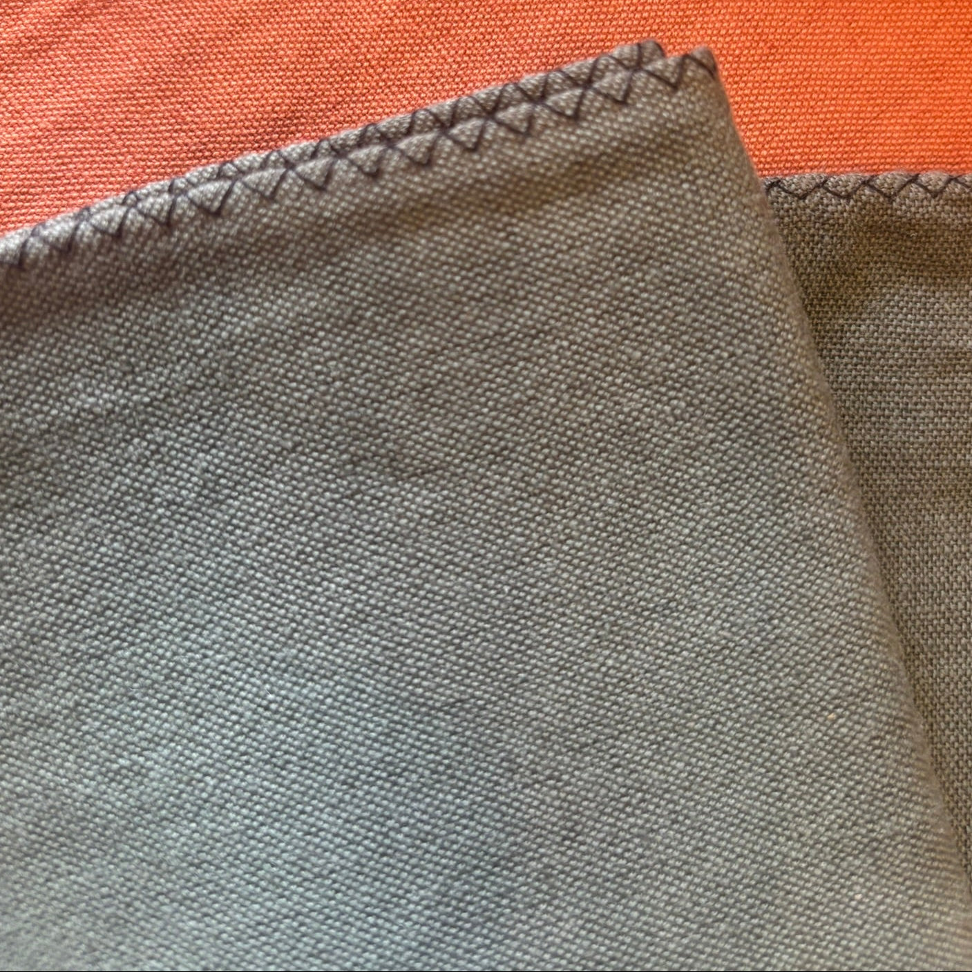 overstitched edge of linen cotton napkin