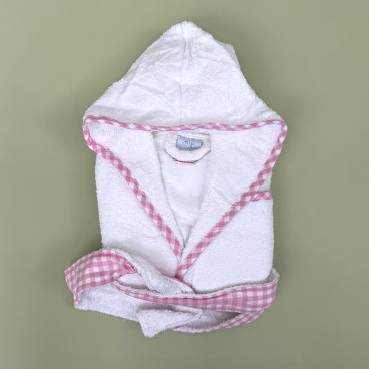 Pink Gingham Trim Towelling Robe 3-4 years