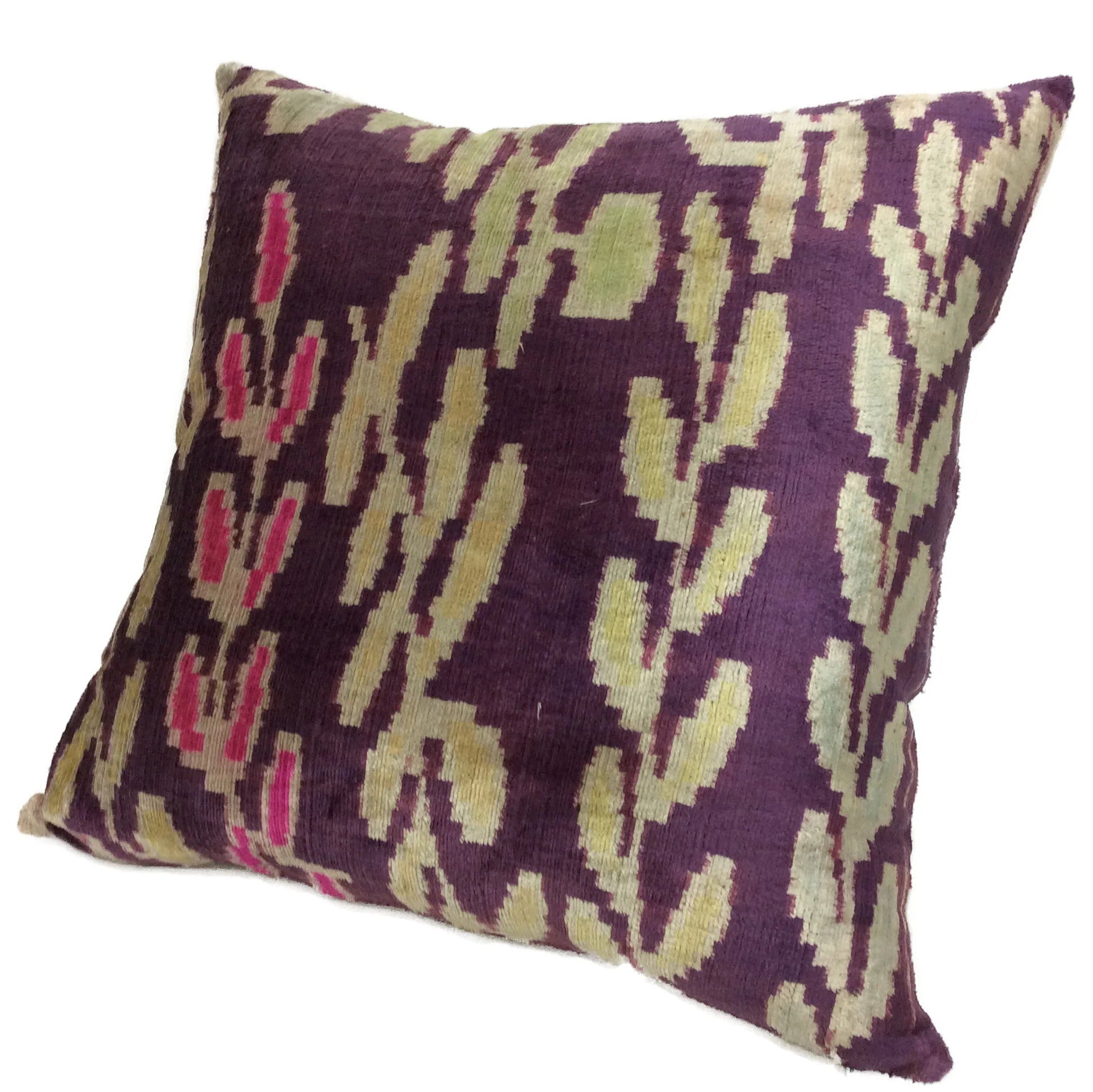 indigo leaf pattern ikat cushion