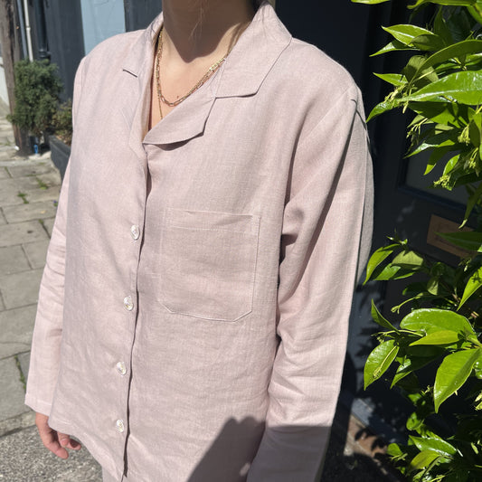 Bolney Mauve Mist Wide Leg Washed Linen Pyjamas