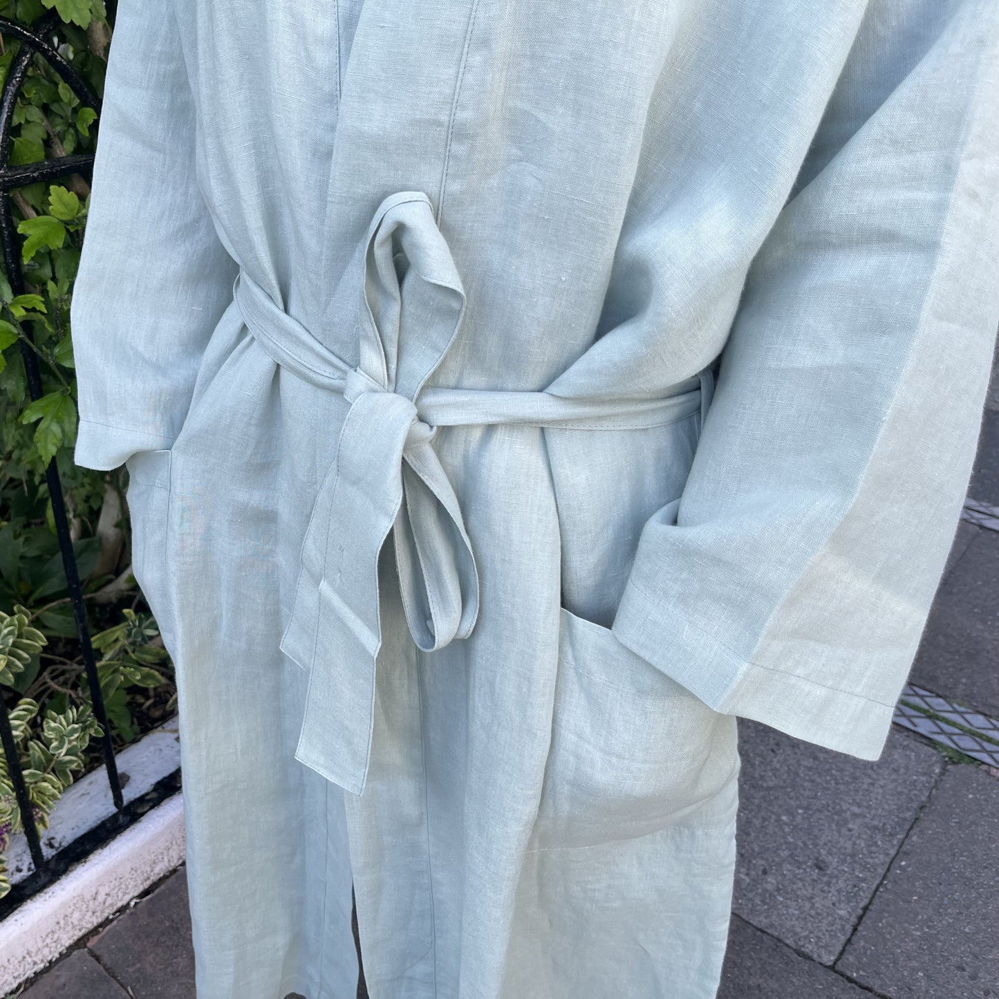 Bolney Eucalyptus Linen Kimono Robe