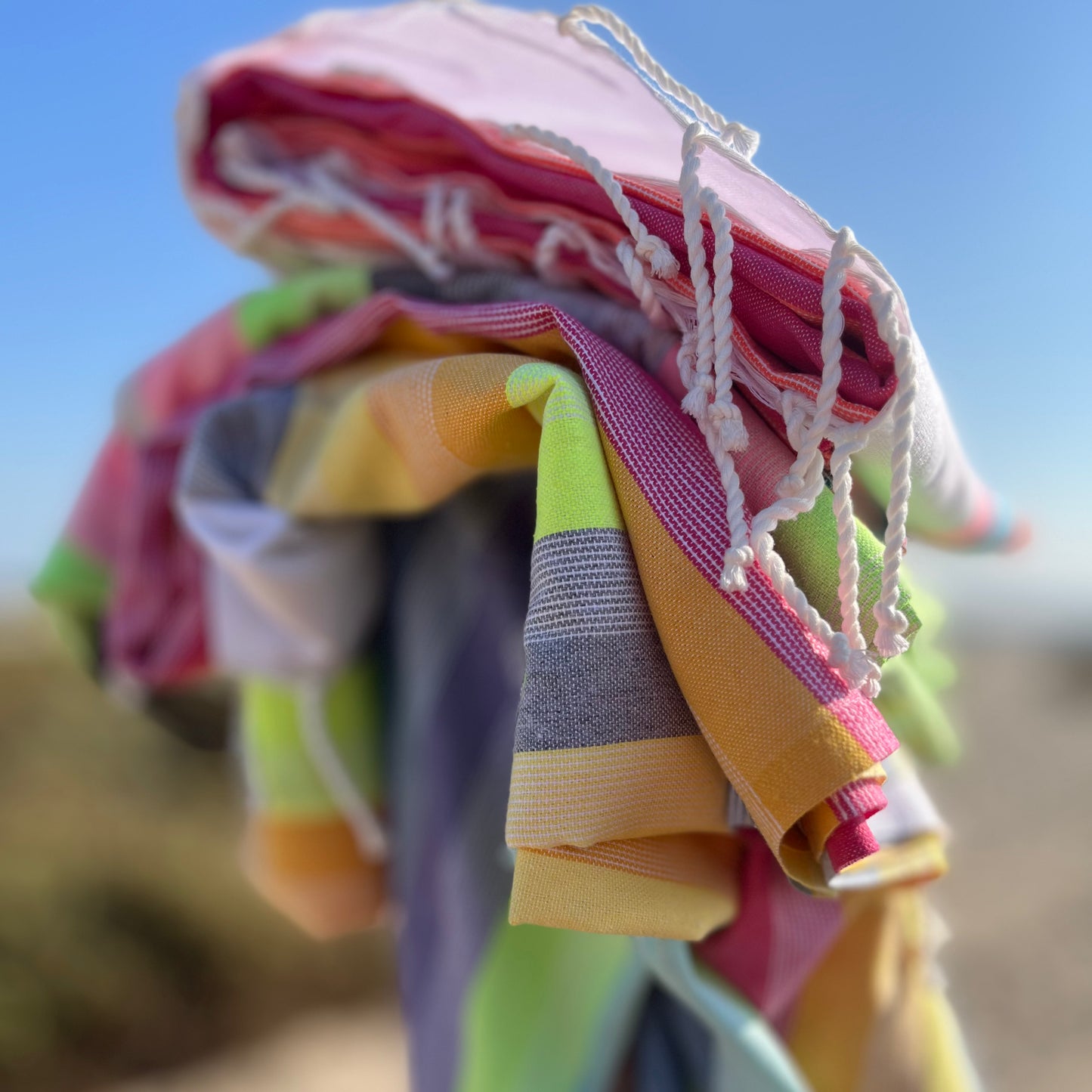Yellow Multi Coloured Striped Beach Fouta