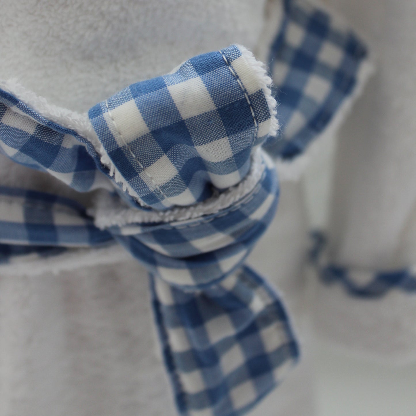 Blue gingham edged towelling robe