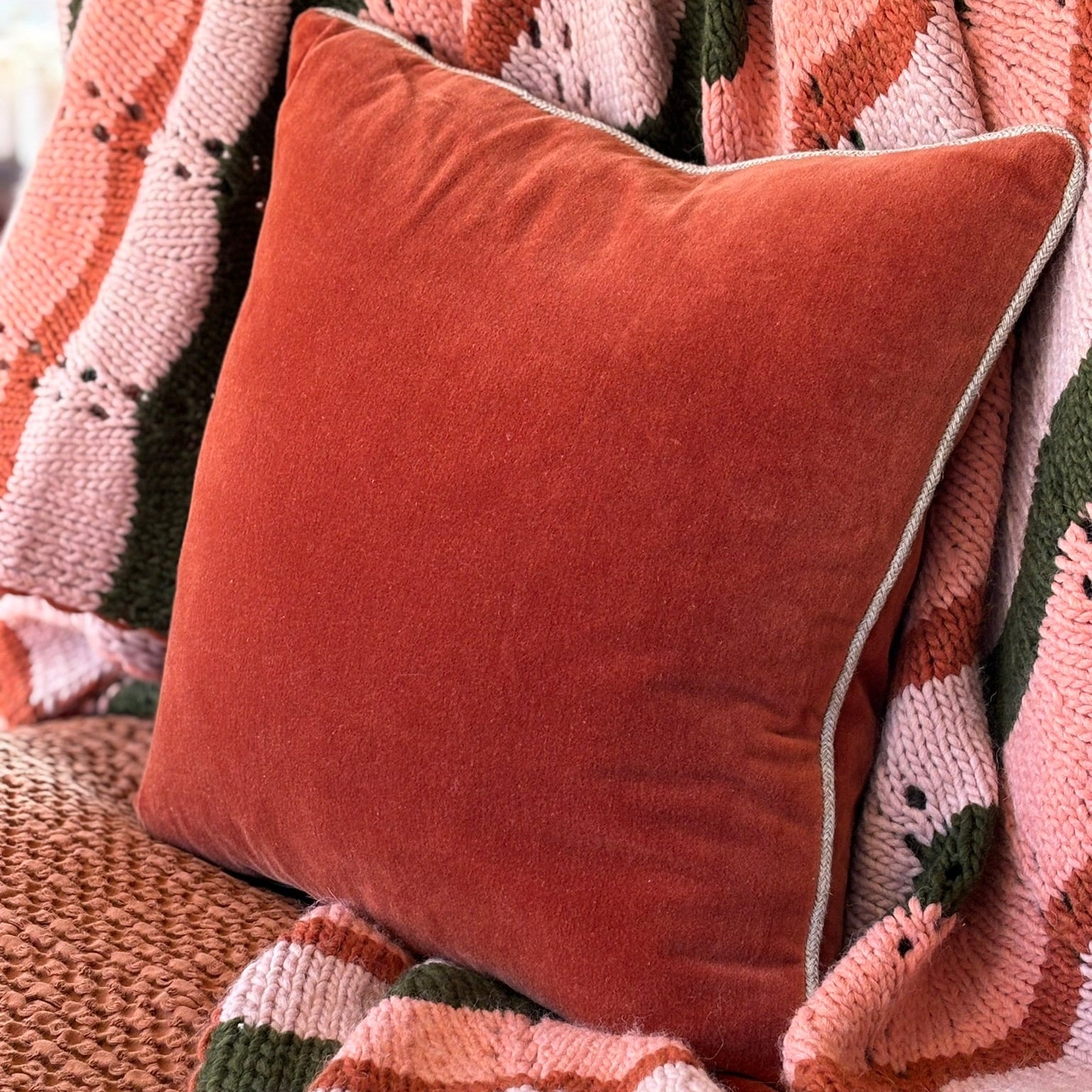 Brick velvet cushion
