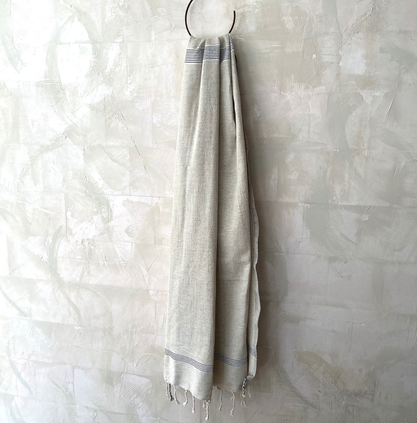 Natural Linen Fringed Cotton Fouta