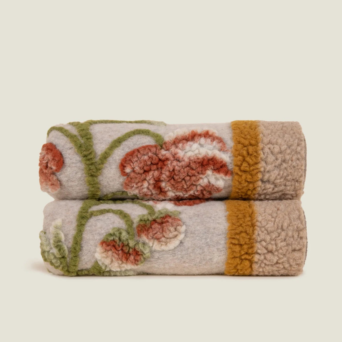 floral boiled wool throw