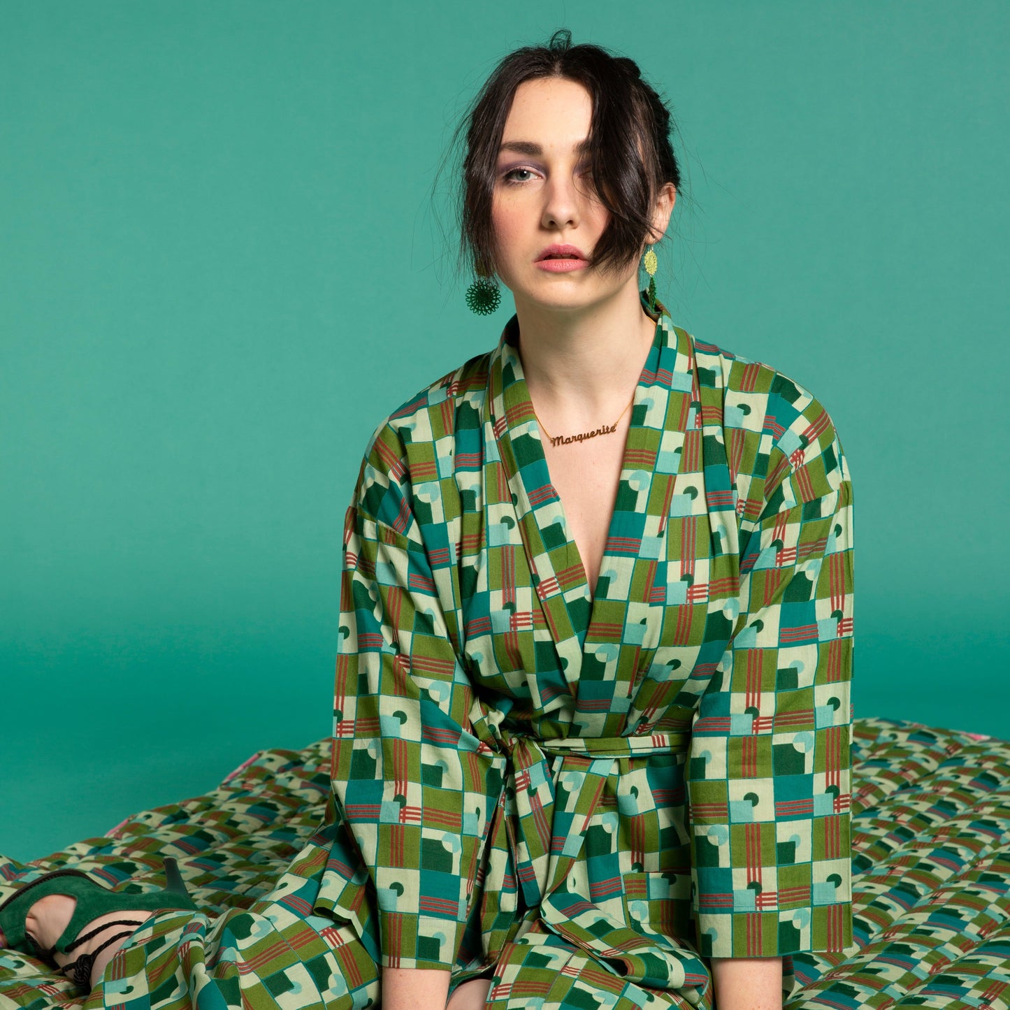 Aberdeen Green Cotton Robe