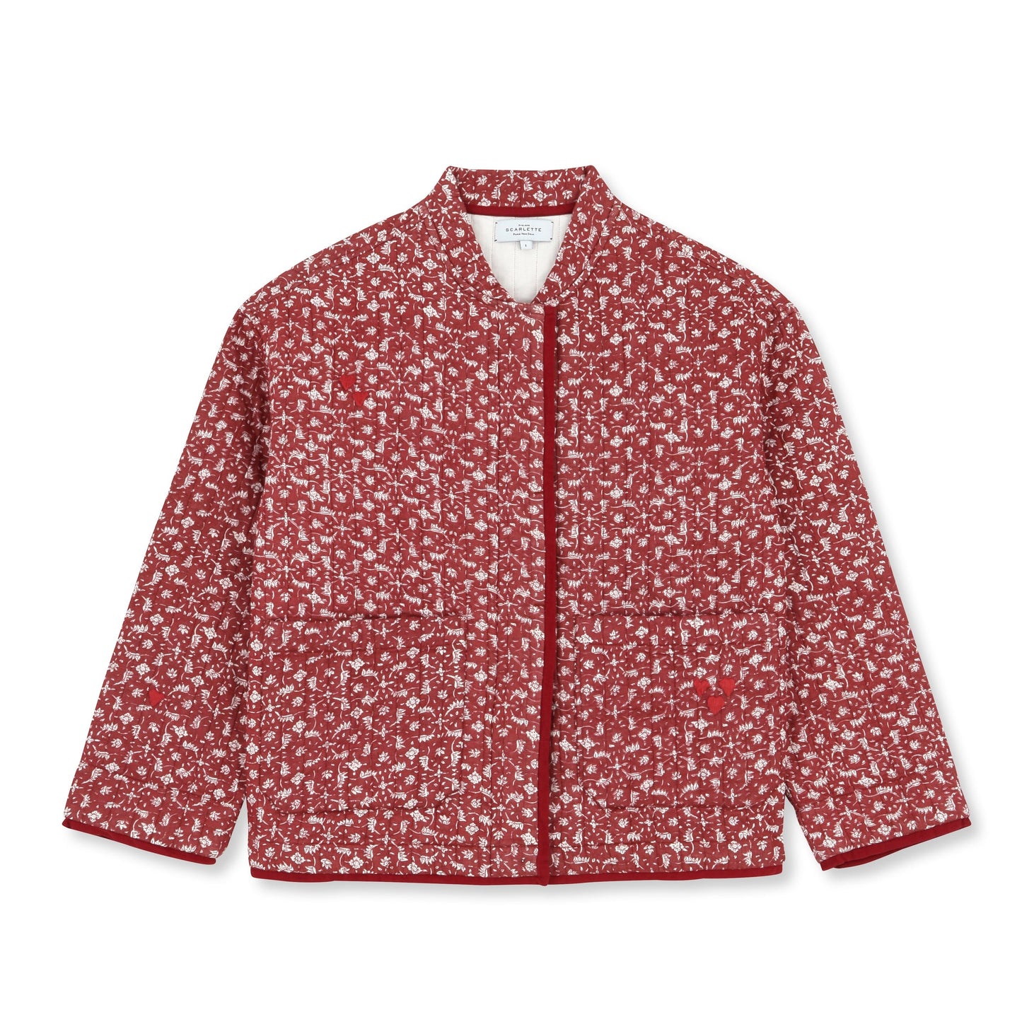 Block Print Quilted Jacket - Red