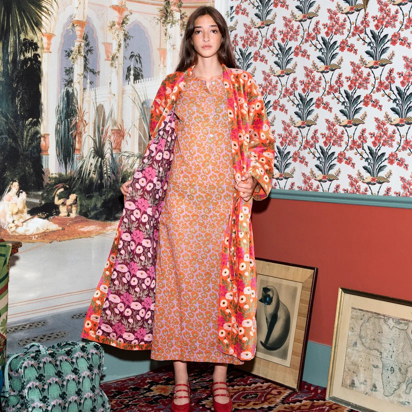 Poppy Orange Velvet Robe