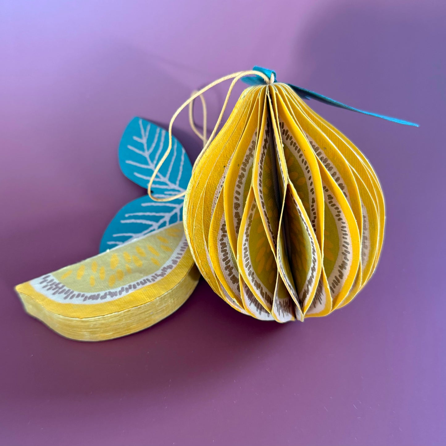 Lemon Hexagon Paper Ornament