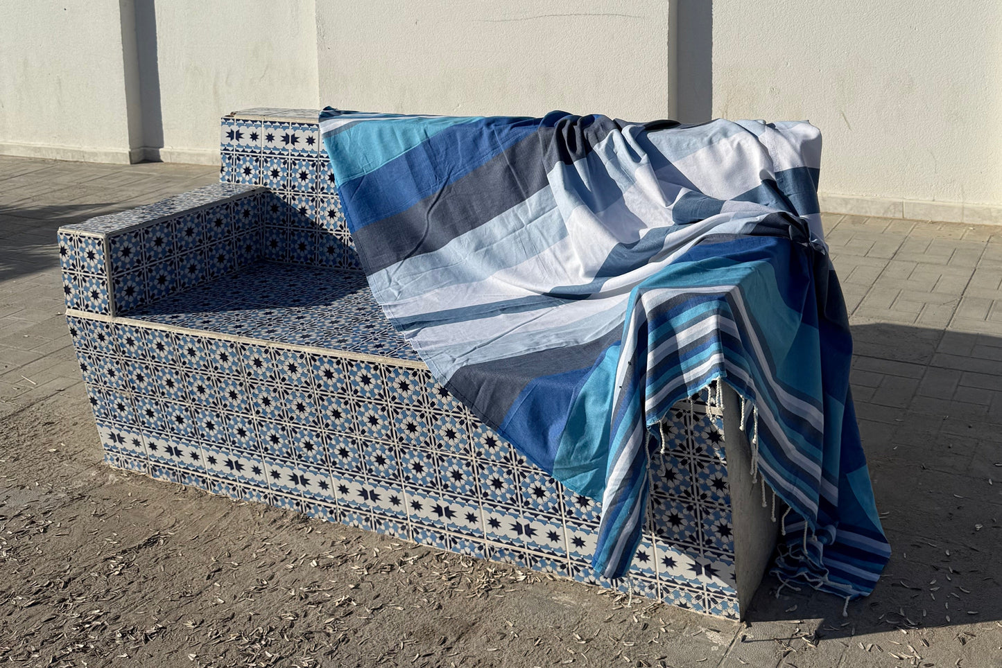 Double Blue striped beach towel