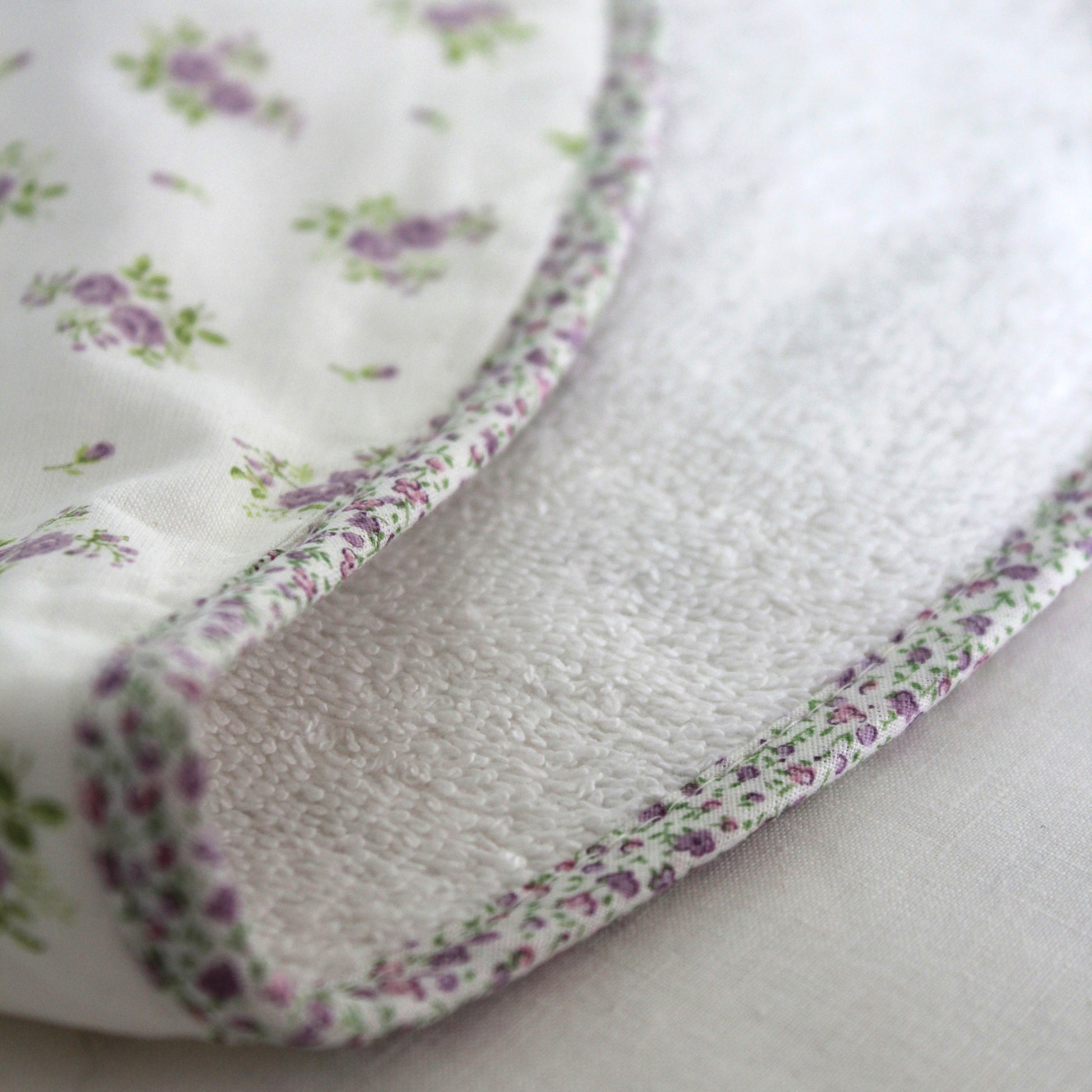 Lilac rose print burper