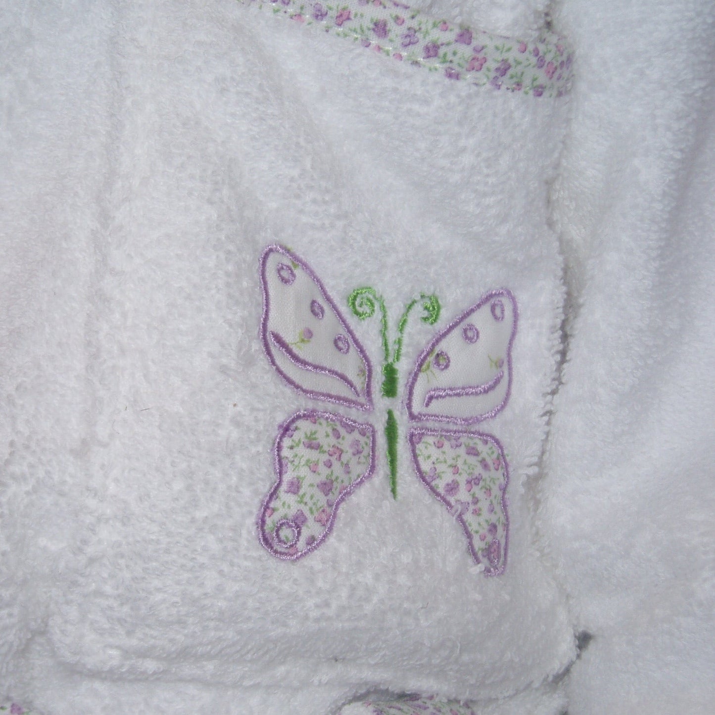 Applique butterfly in lilac and green