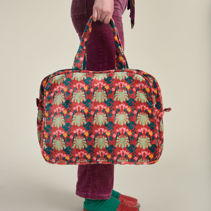 large weekend bag in printed velvet