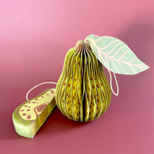 Pear Hexagon Paper Ornament