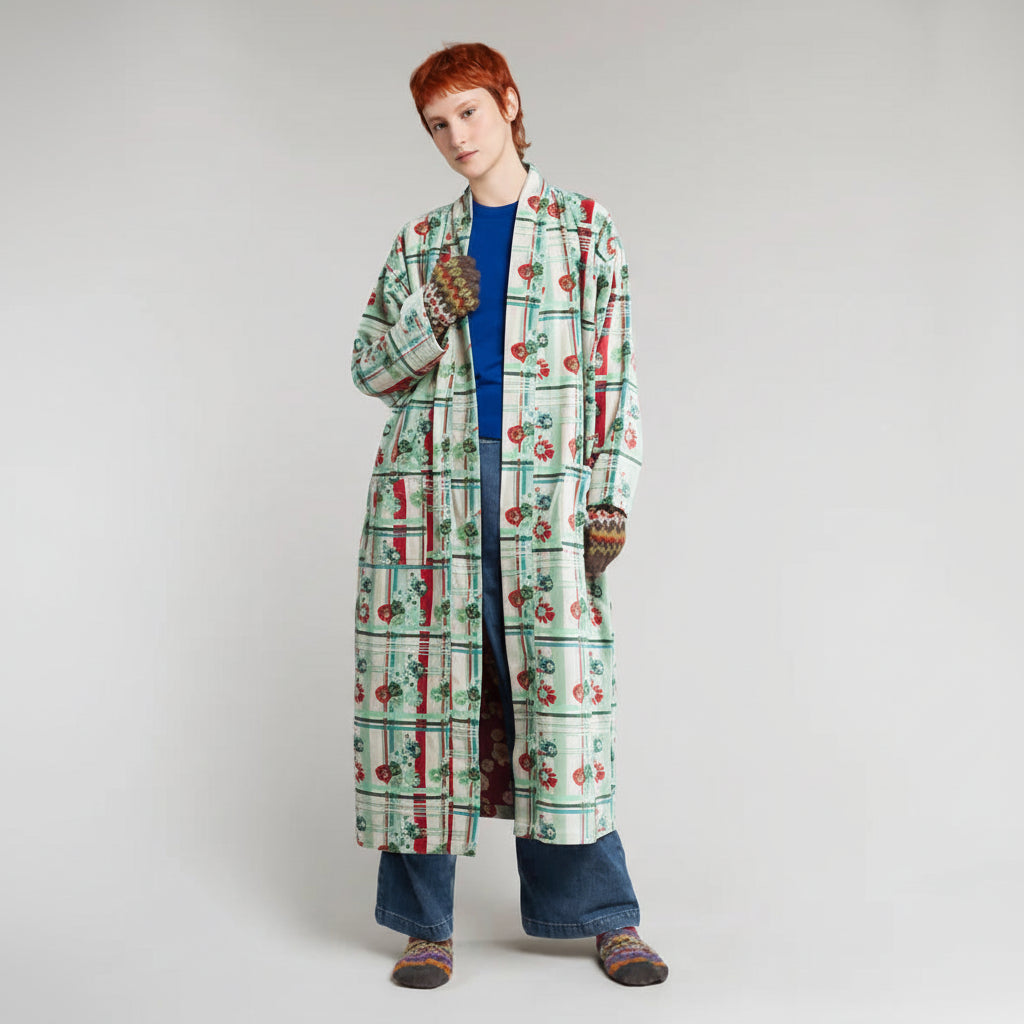 dundee sage printed velvet robe