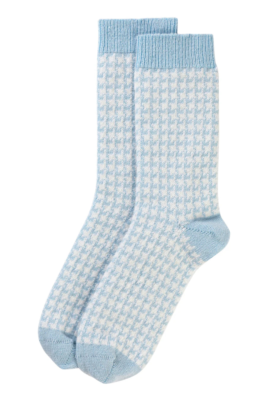 Blue Houndstooth Cashmere Bed Socks Size 4-7