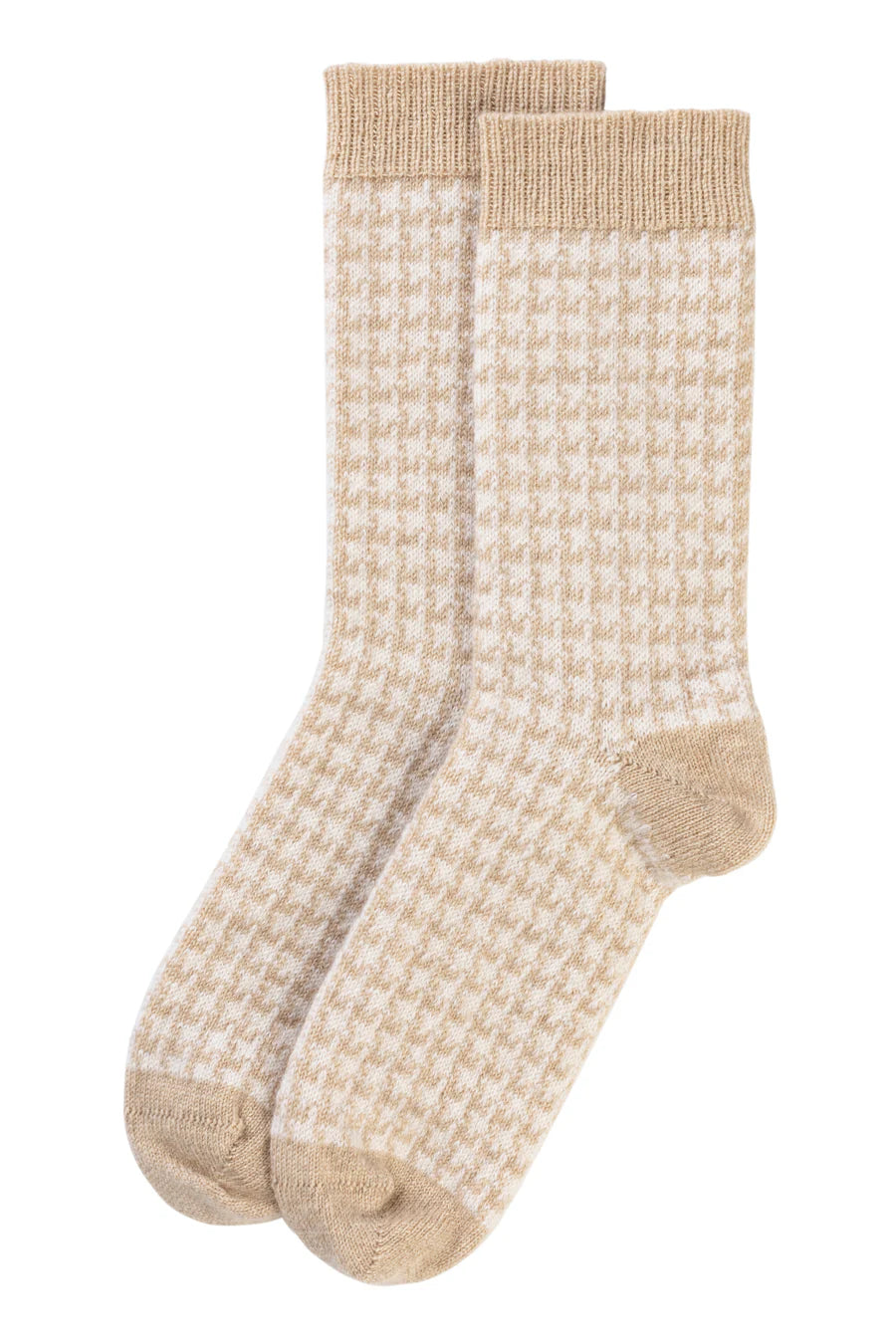 Linen Houndstooth Cashmere Bed Socks Size 4-7